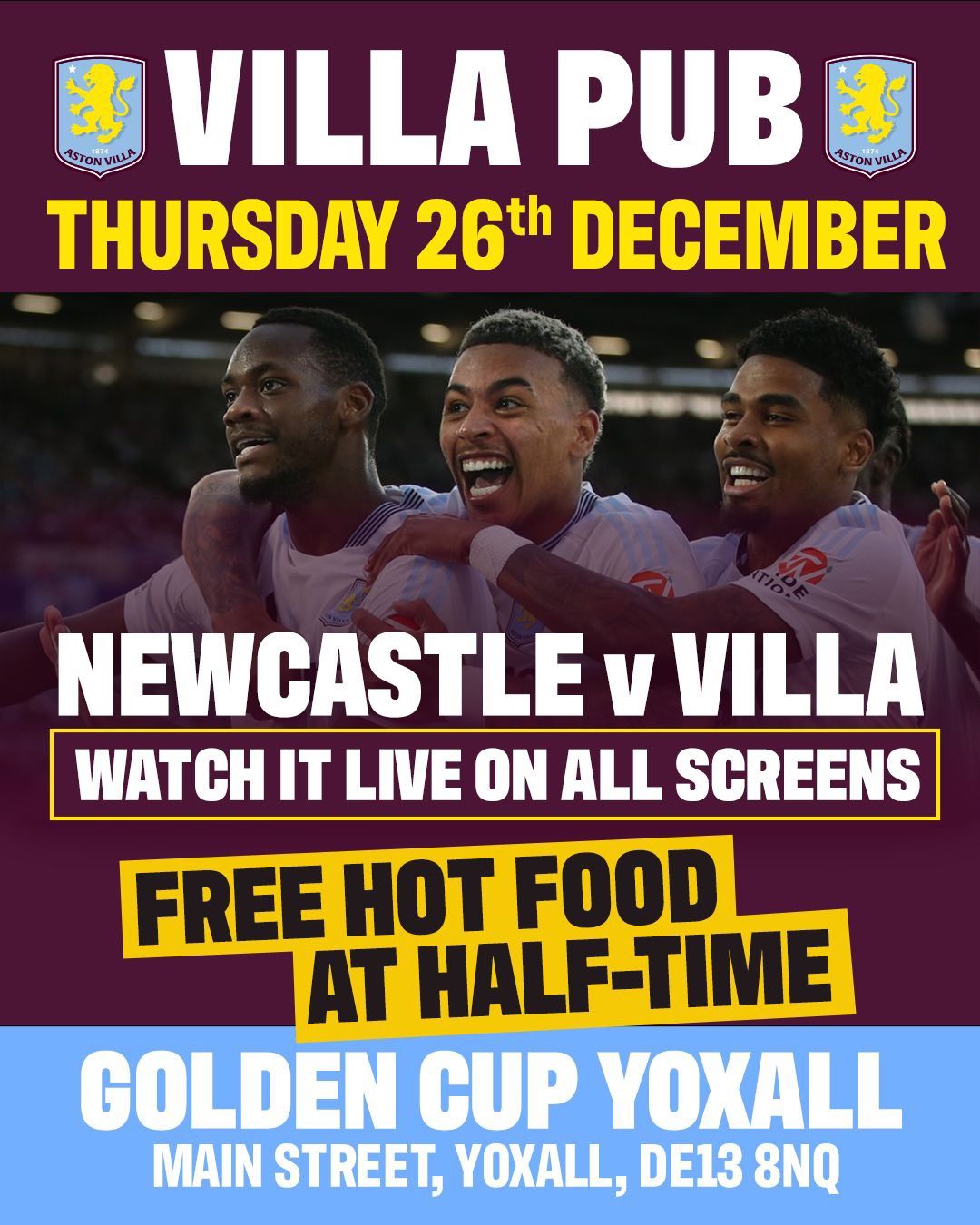 Boxing Day Newcastle v Aston Villa 3PM