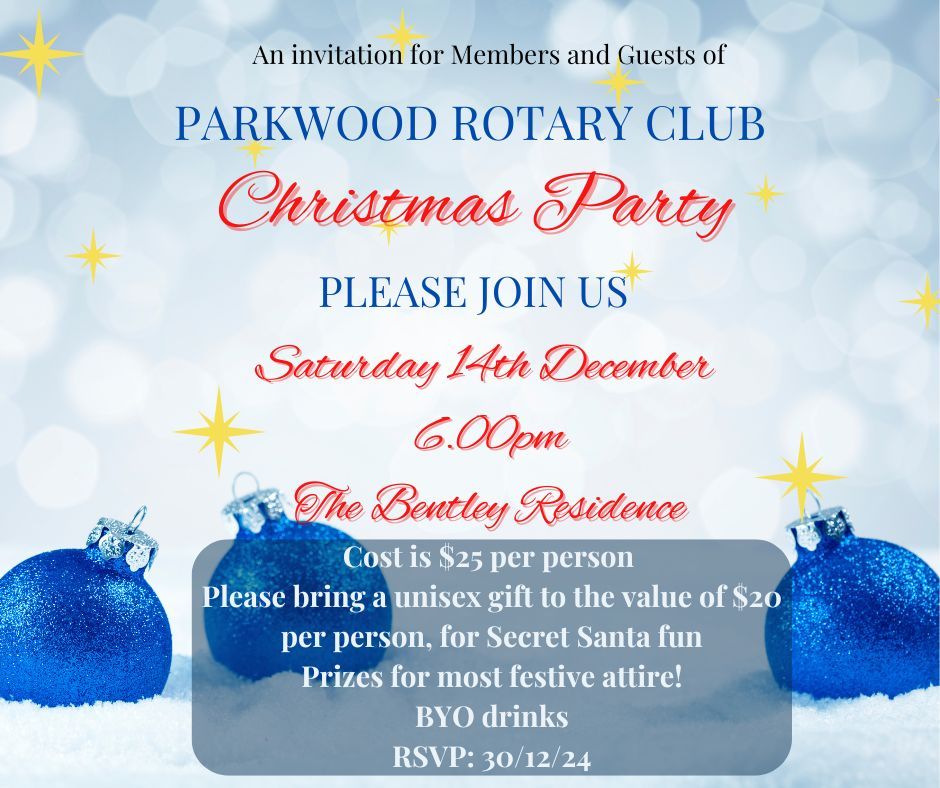 Parkwood Rotary Christmas Party for members and invited guests