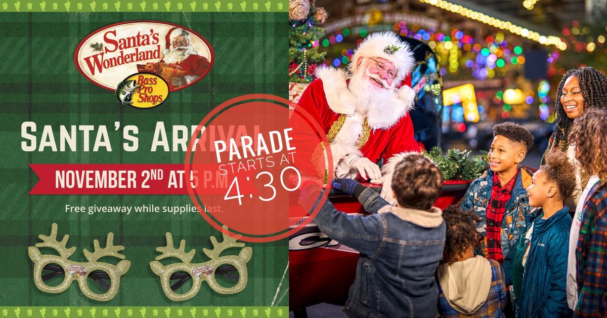 Parade starts at 4:30pm!  Santa arrives at Bass Pro at 5pm