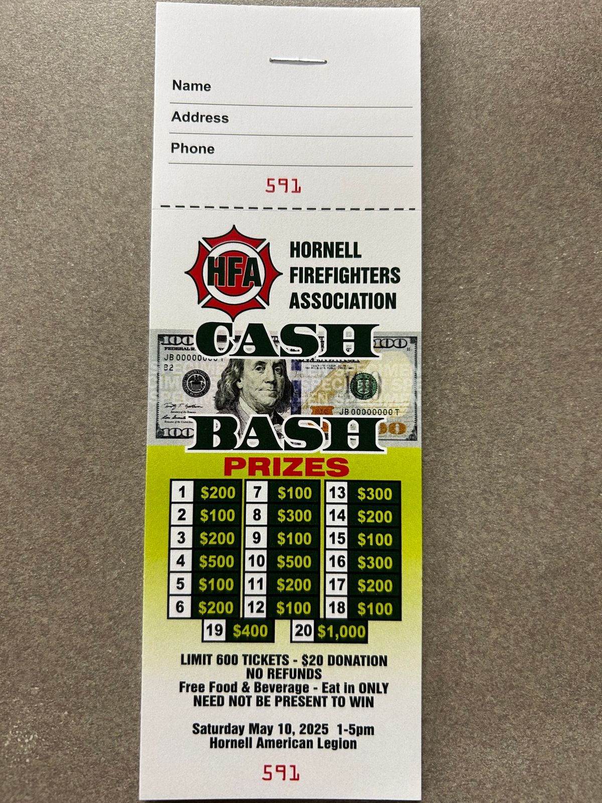 Hornell Firefighters Association Cash Bash