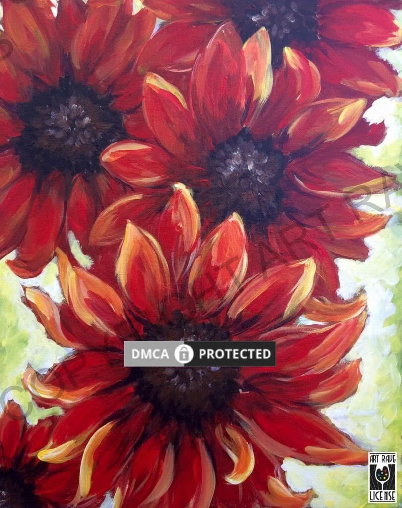 Blazing sunflower painting 