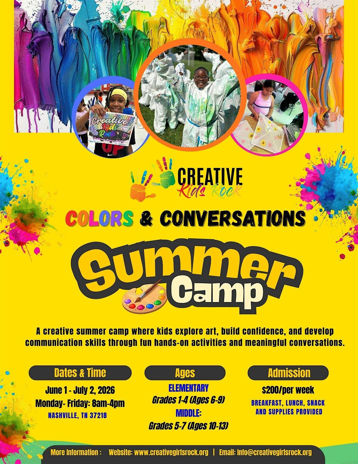 Creative Kids Rock\u00ae: Colors & Conversations Summer Camp 2026