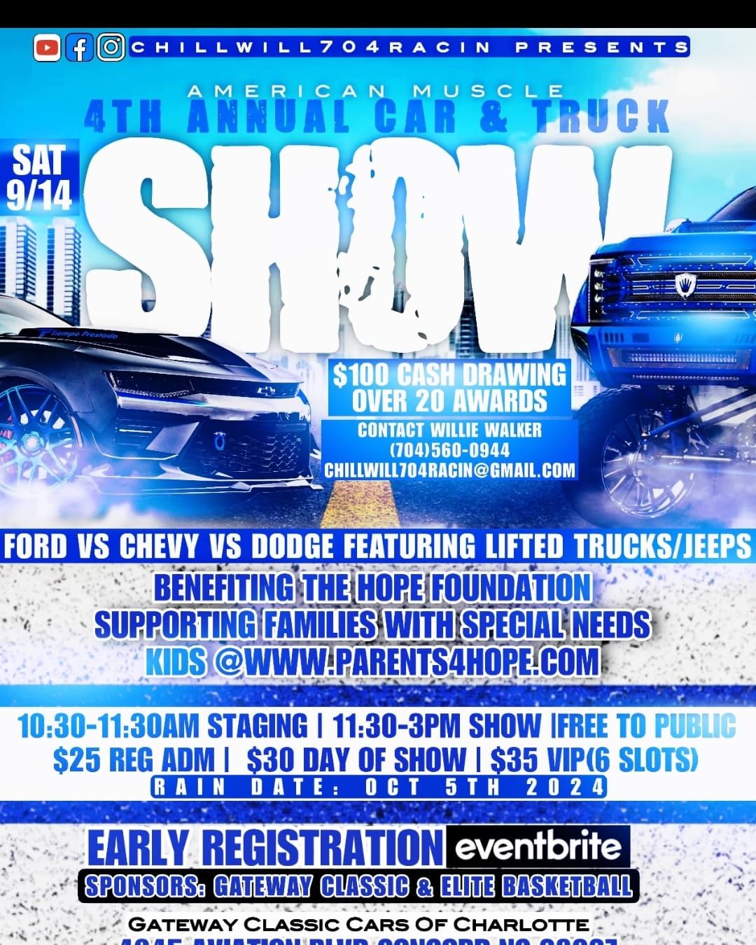 4th Annual American Muscle Car\/Truck Show featuring lifted Trucks & Jeeps (Ford vs Dodge vs Chevy)