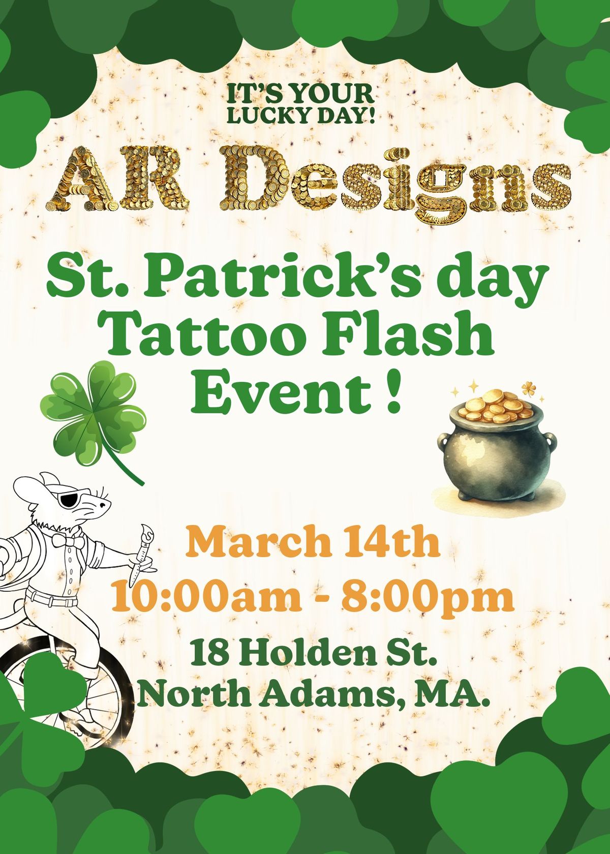 St Patricks day Tattoo Flash event