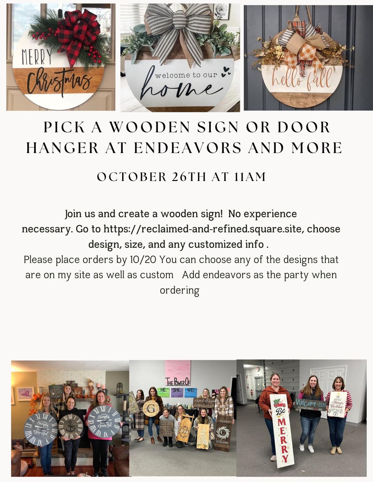 Wooden Signs\/Clocks, or Door Hangers Paint Night ( So many to choose from! )