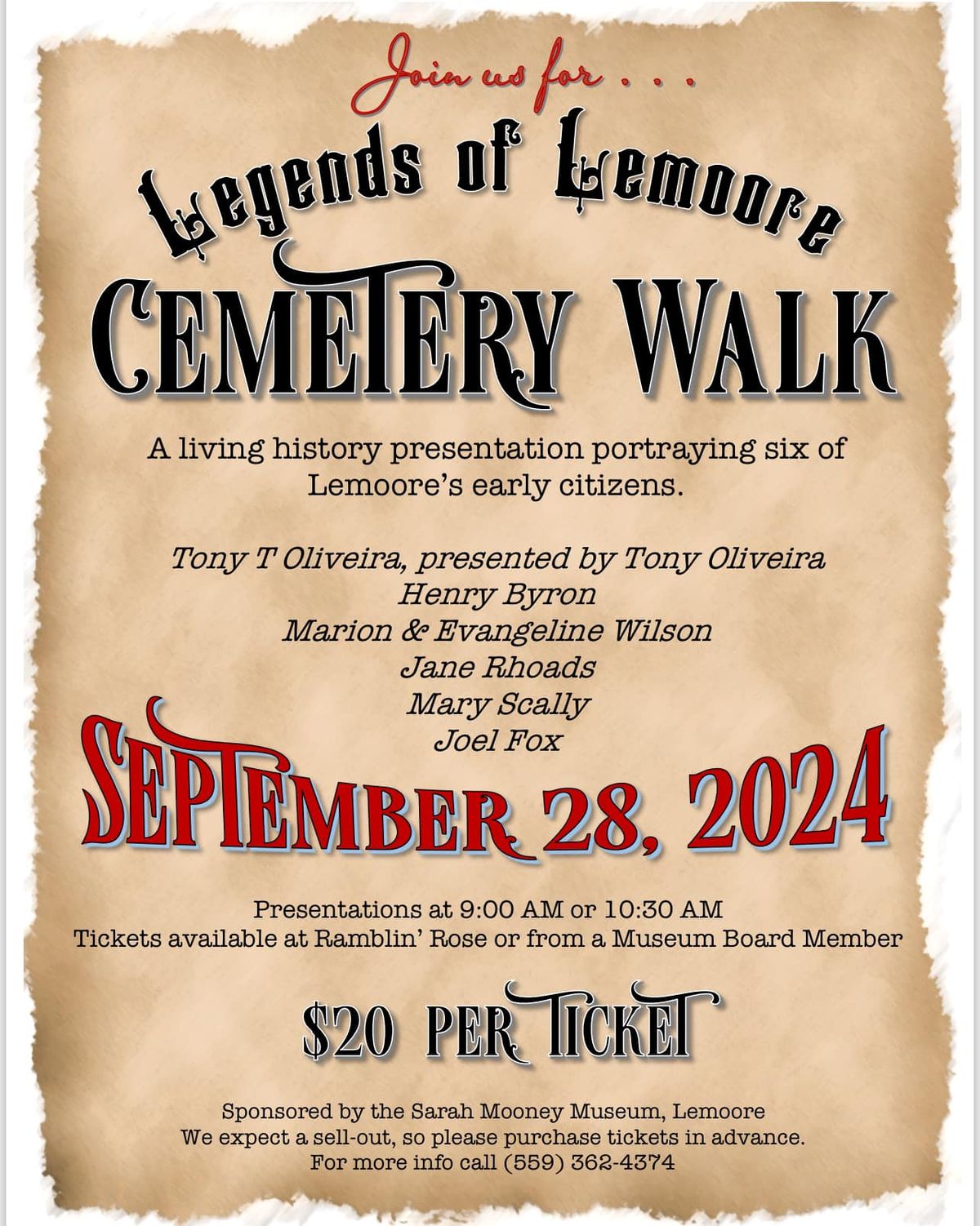 Seventh Annual Legends of Lemoore Cemetery Walk