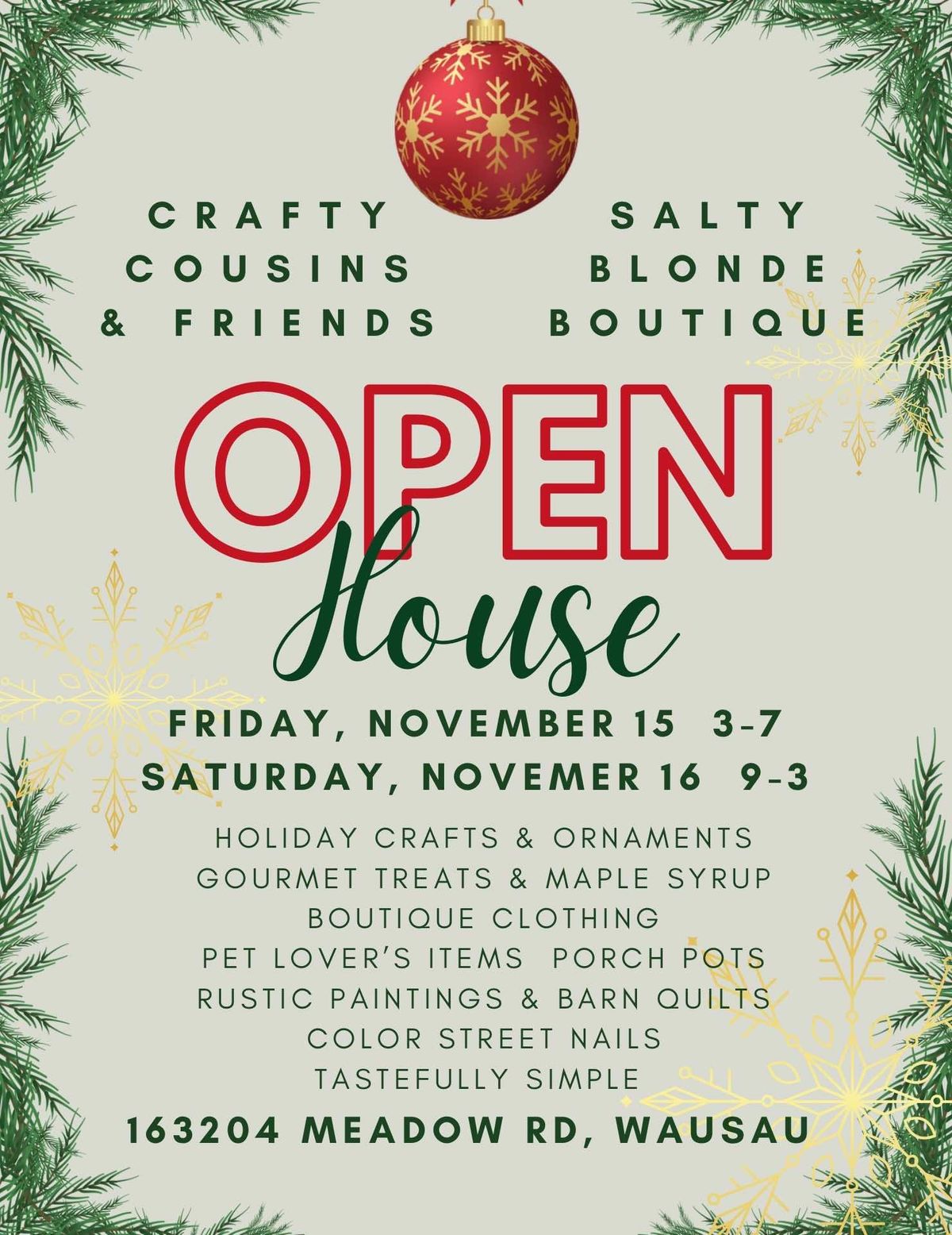 Crafty Cousins & Friends Boutique and The Salty Blonde Boutique open house 