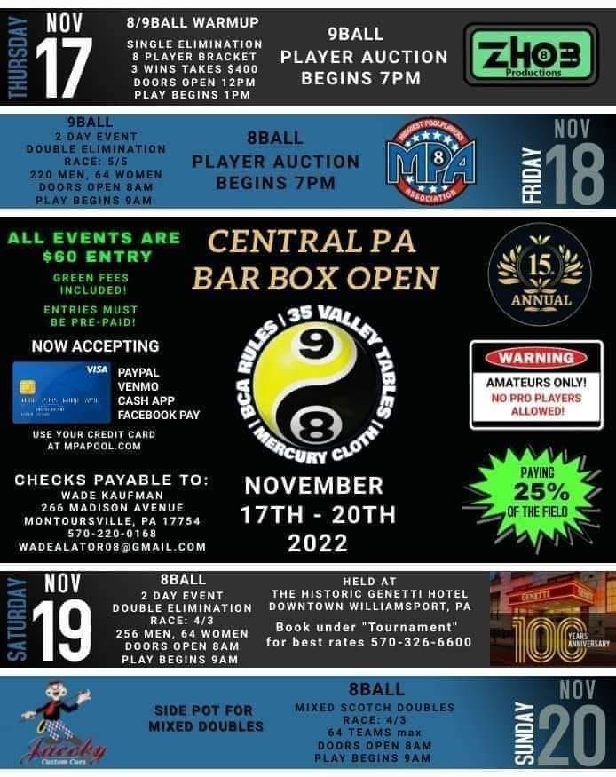 15th Annual Central PA Bar Box Open