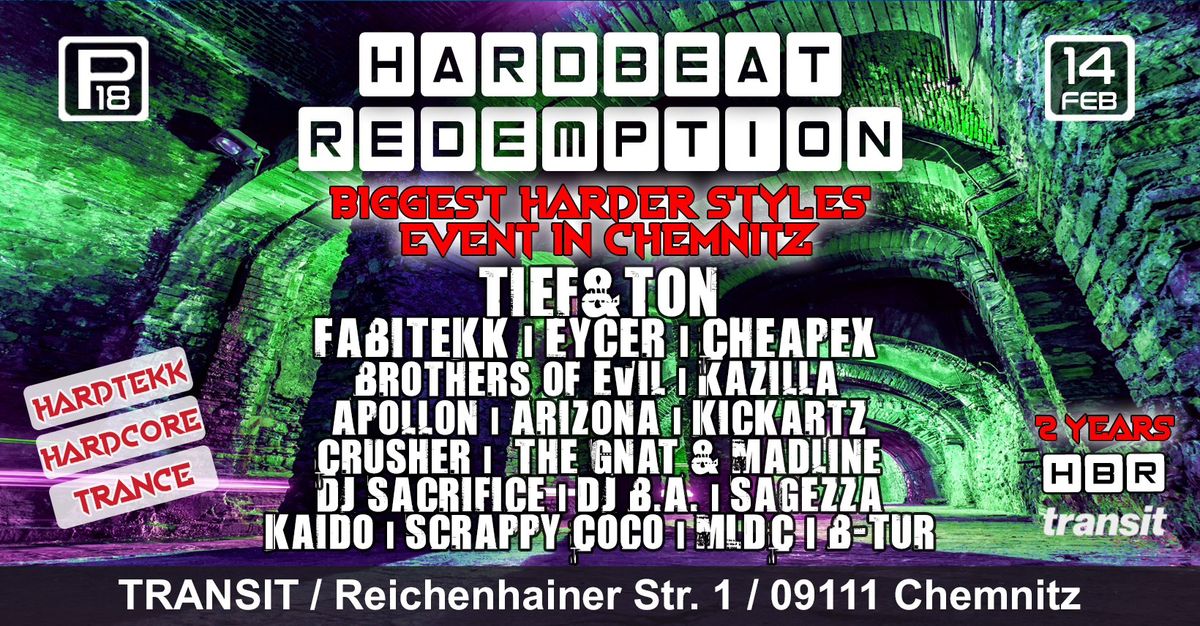 HARDBEAT REDEMPTION XXL - 2 YEARS \/\/ TIEFUNDTON, FABITEKK, EYCER, BA uvm. \/\/ 3 FLOORS + OUTDOORCHILL