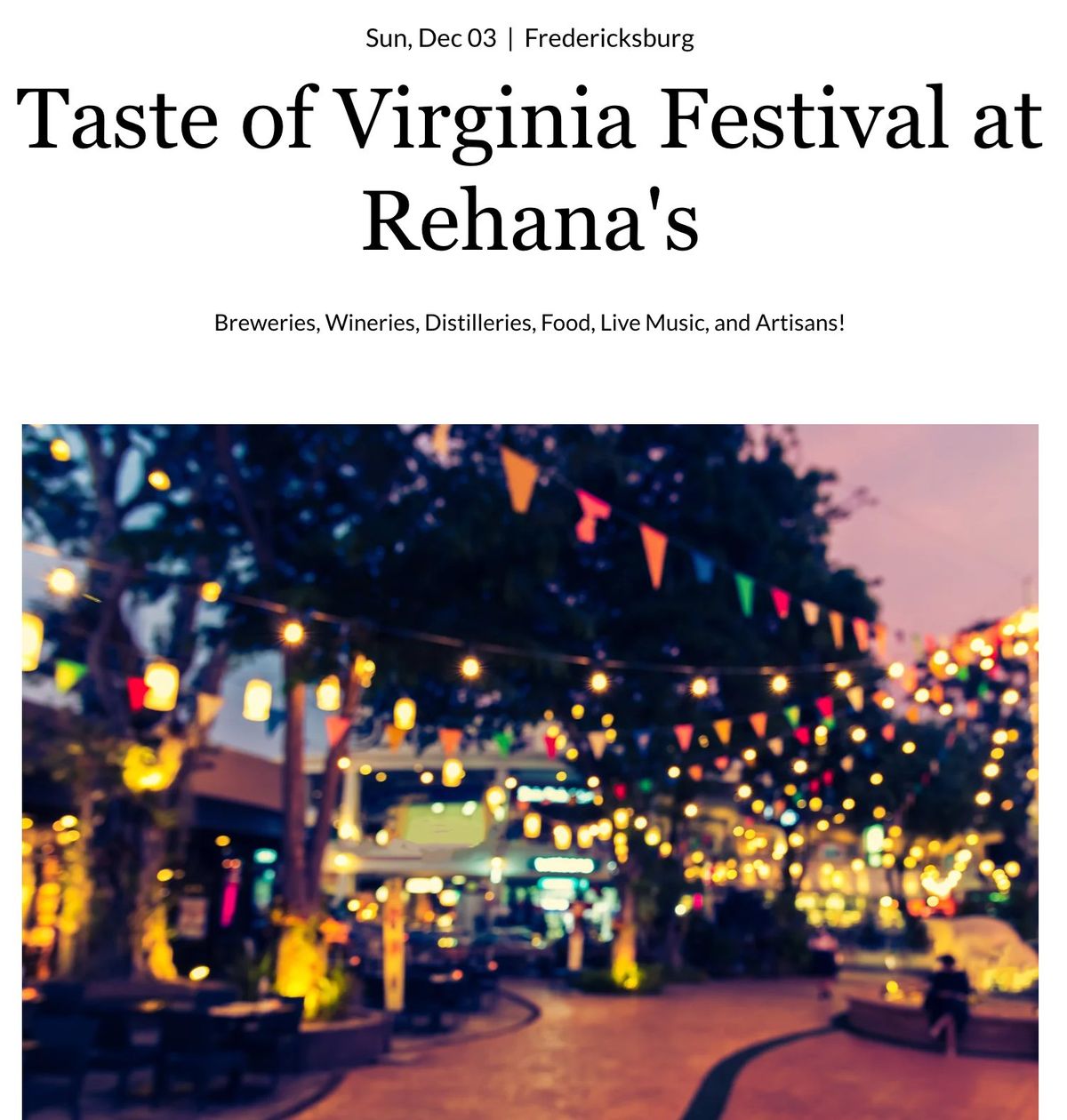 Taste of Virginia Festival at Rehana's Summer Edition