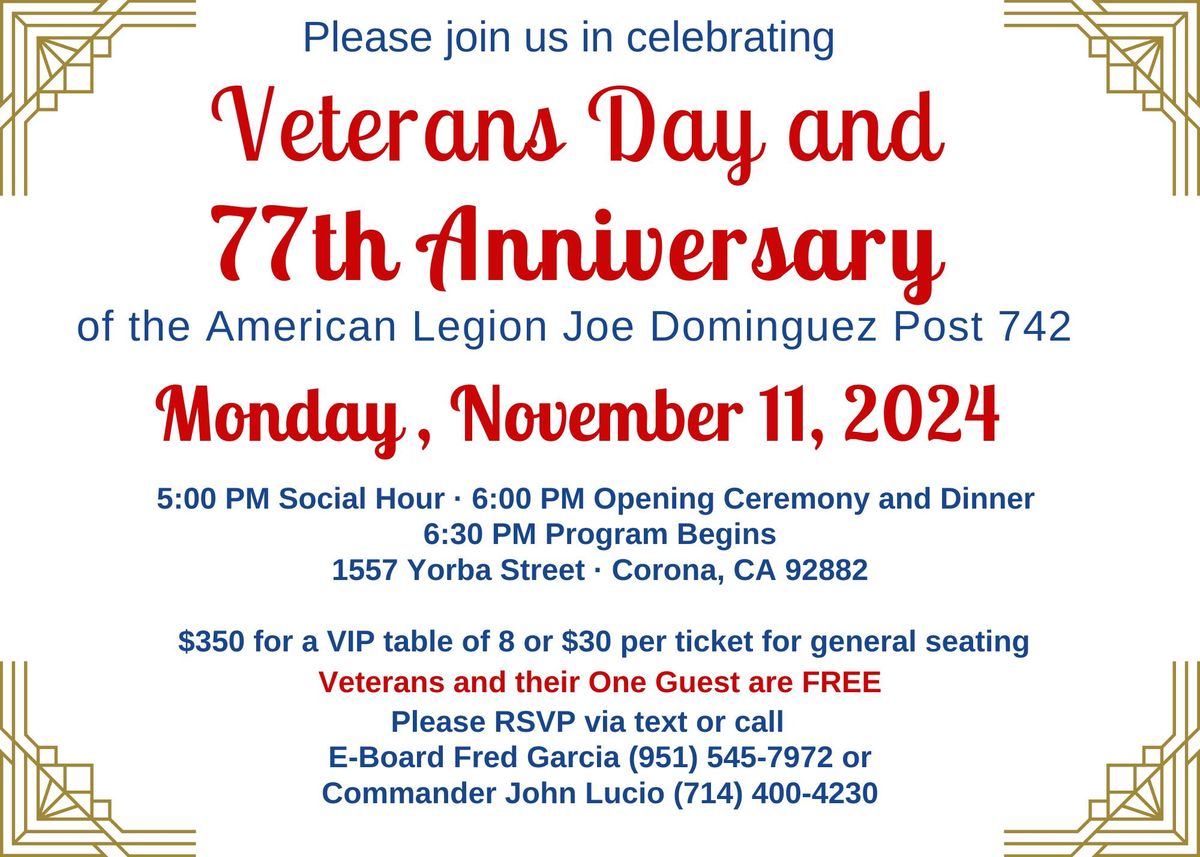 77th Anniversary on Veterans Day