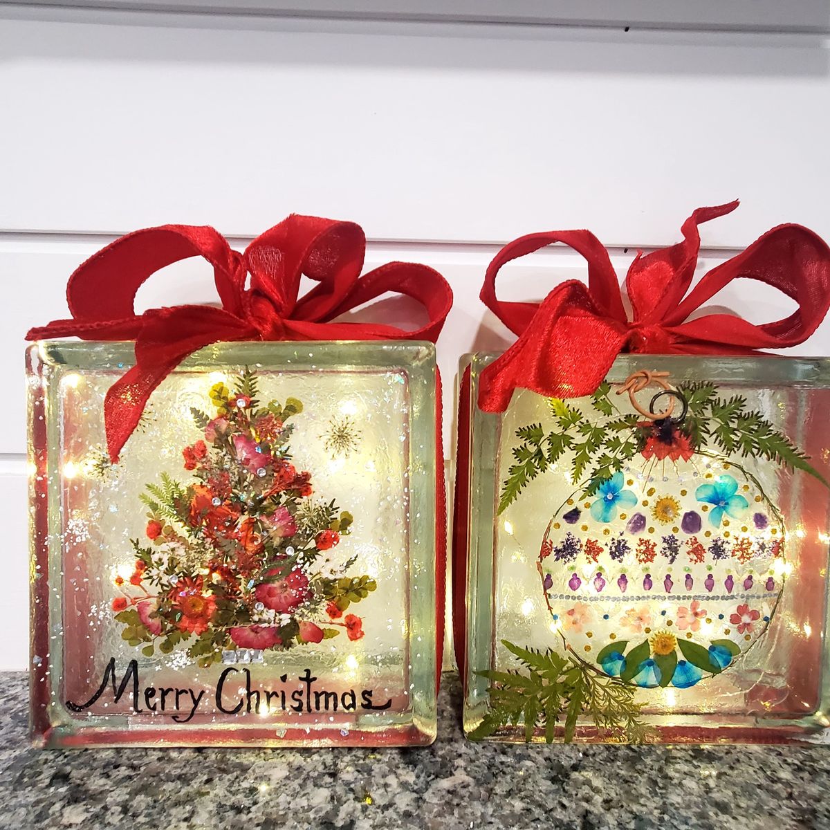 Holiday Themed Pressed Flower Decorative Light Box & a Milkshake