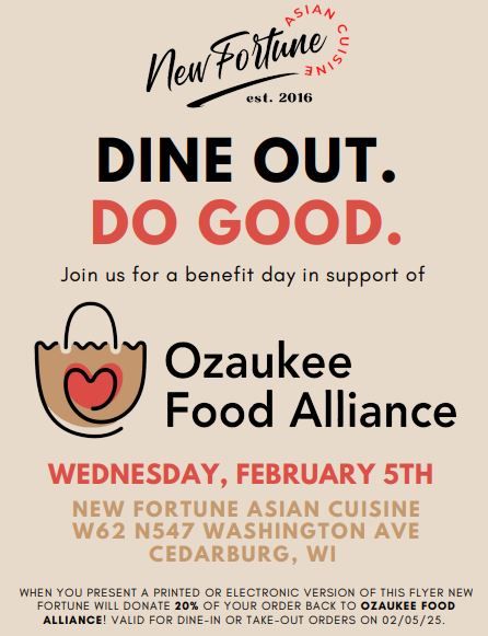 Dine to Donate at New Fortune Asian Cuisine!