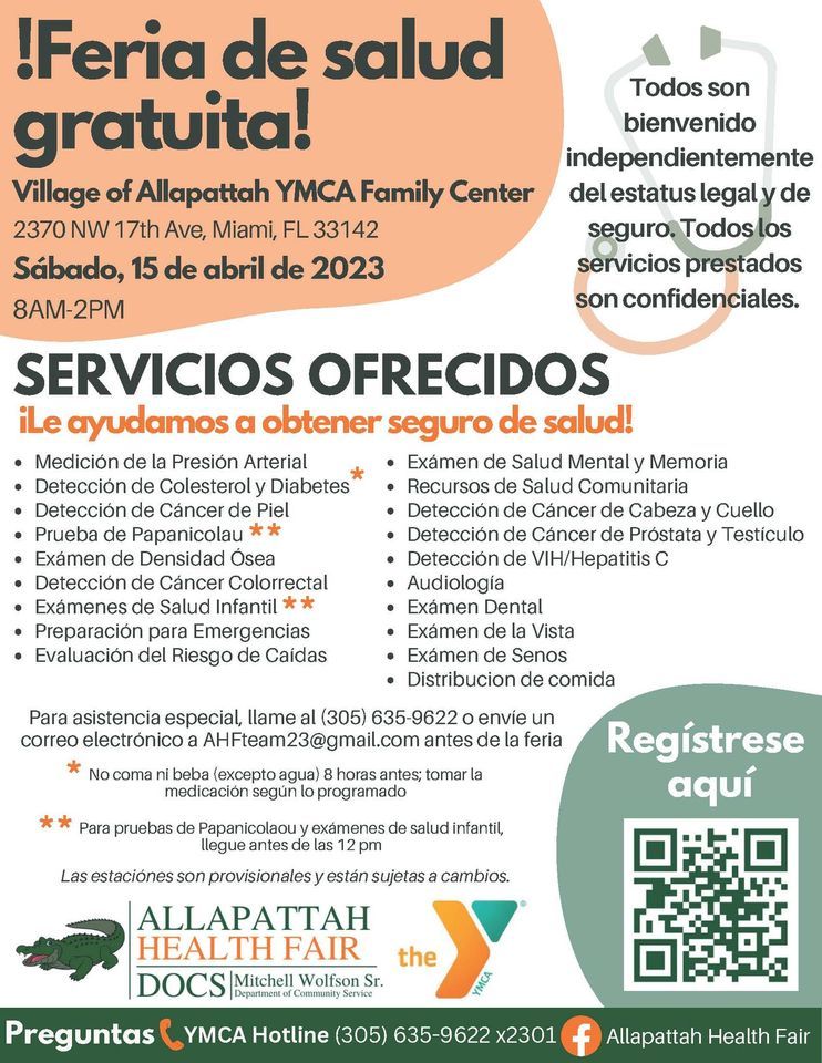 ¡Feria de salud gratuita!, Village of Allapattah YMCA Family Center