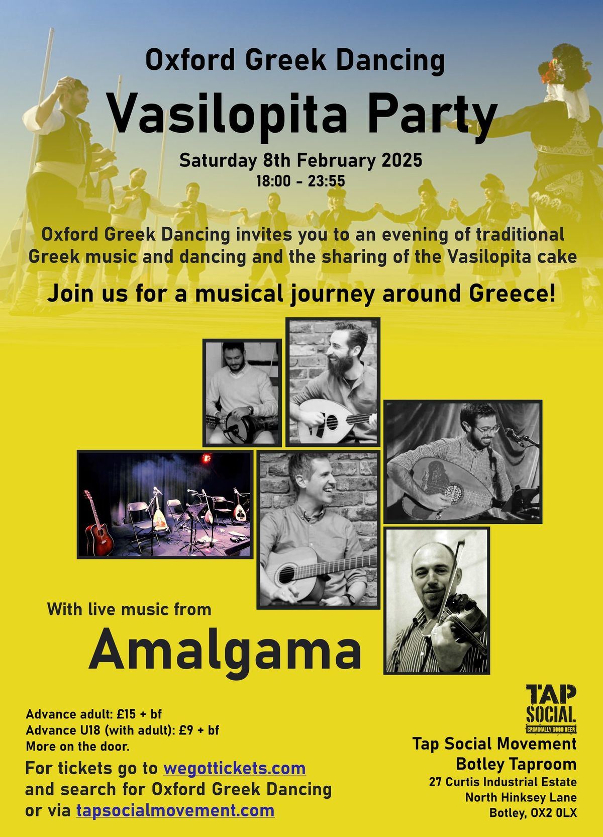 Oxford Greek Dancing Vasilopita Party with London-based band Amalgama