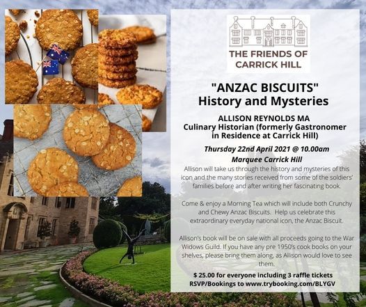 ANZAC BISCUITS History and Mysteries, Carrick Hill, Adelaide, 22 April 2021