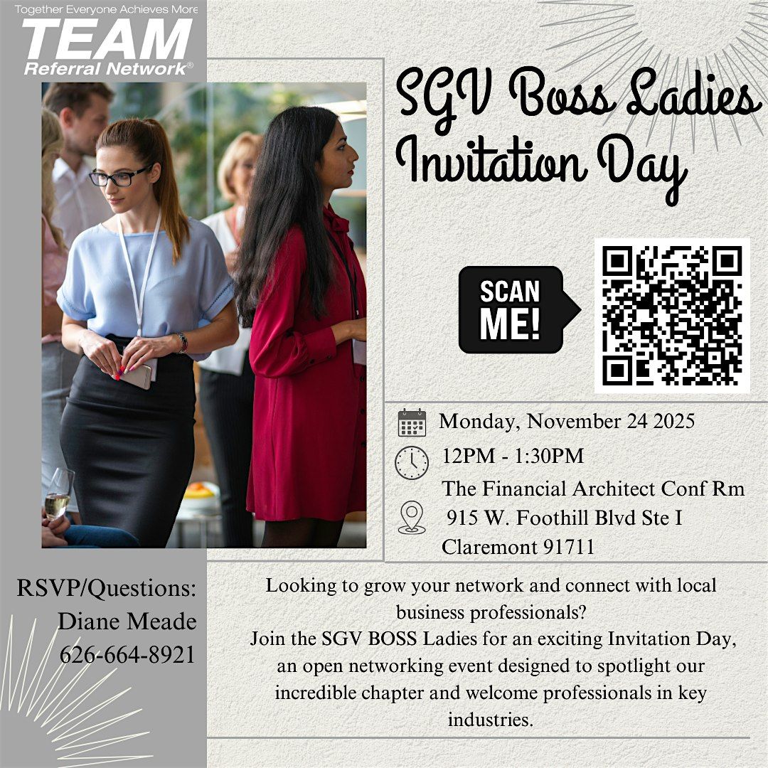 SGV Boss Ladies Invitation Day \u2013 Connect \u2022 Collaborate \u2022 Grow