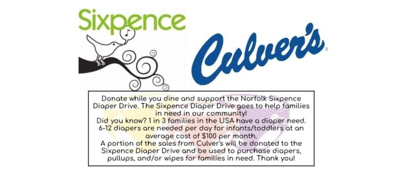 Culver's Share Night - Diaper Drive for Norfolk Public Schools Sixpence Program