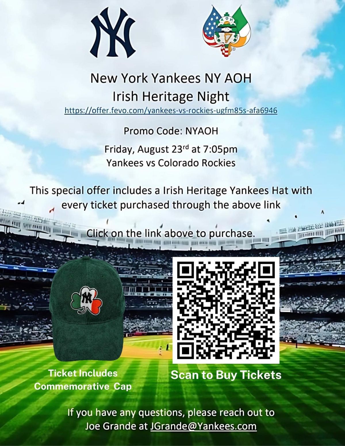 NY Yankees & NY AOH Irish Heritage Night