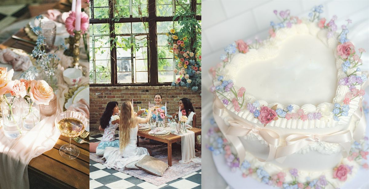 Cake Decorating Class & Tea Party | Springtime Florals and Bows Heart Cake