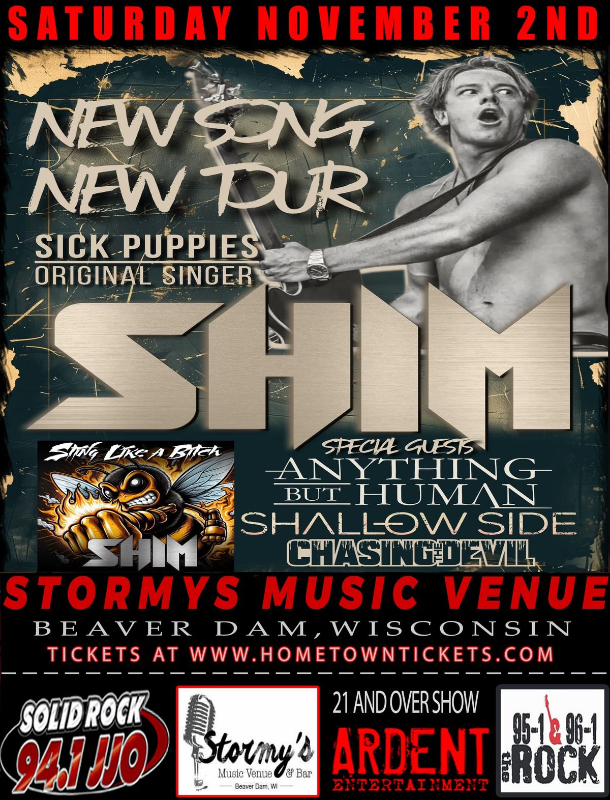 SHIM wsg: Anything But Human, Shallow Side, & Chasing Devil at Stormy's Music Venue | Beaver Dam, WI