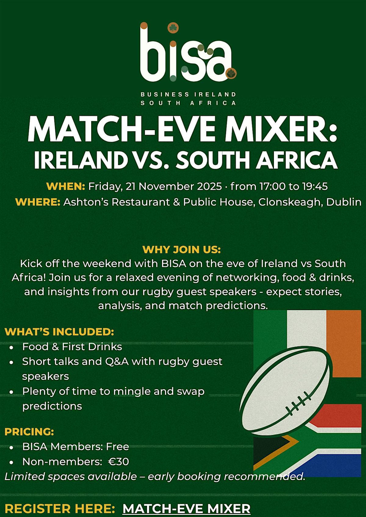 Match-Eve Mixer: Ireland vs. South Africa