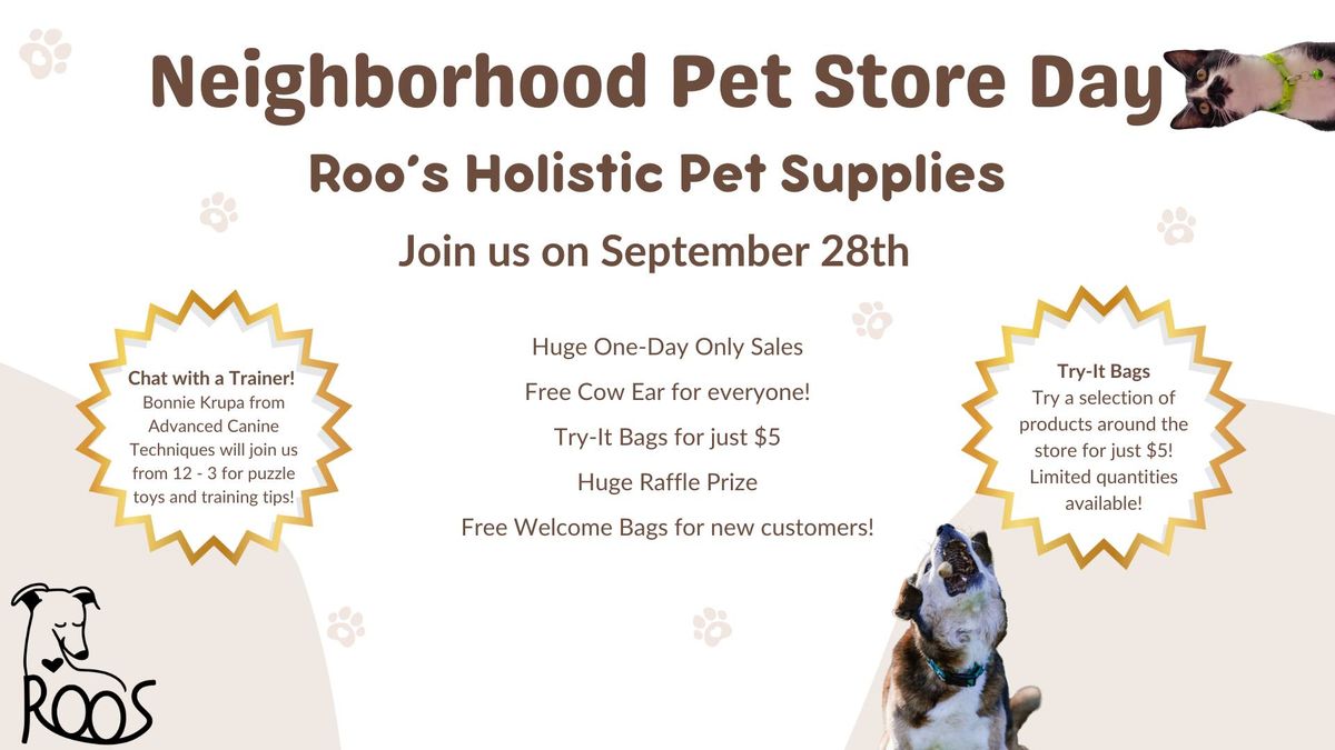 Neighborhood Pet Store Day at Roo's in Muncie!