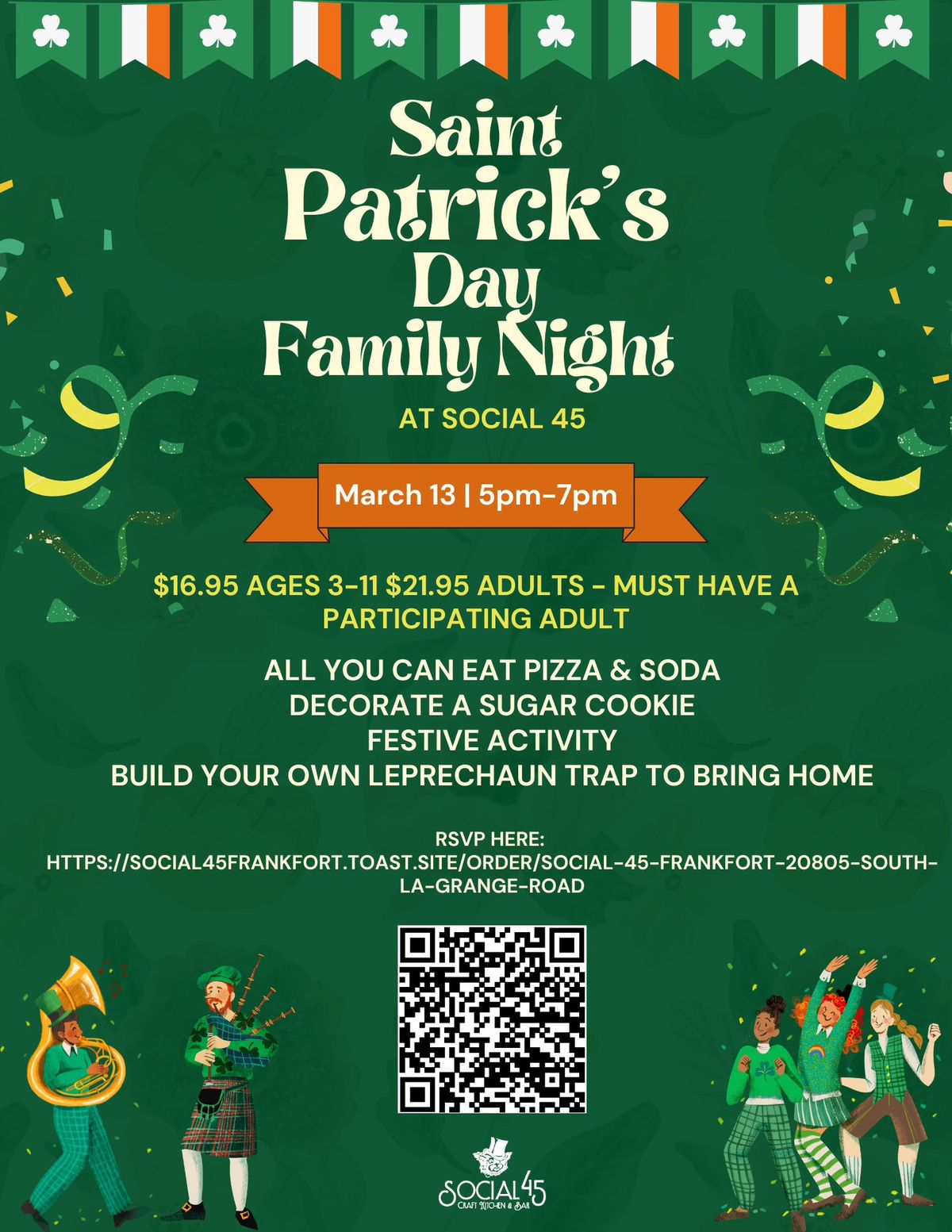 St. Patrick's Day Family Night at Social 45