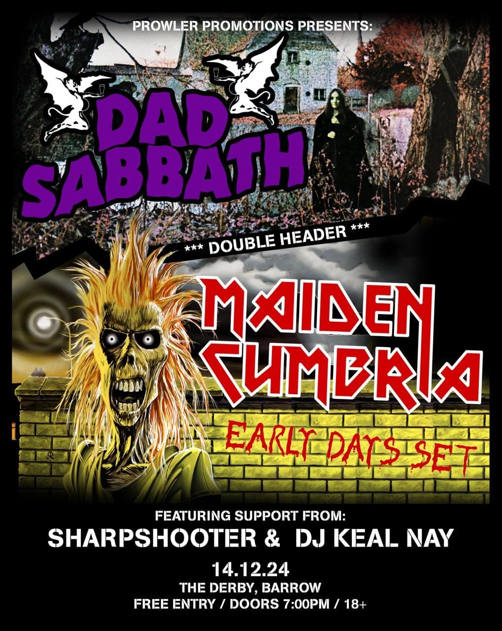 Dad Sabbath & Maiden Cumbria with support from Sharpshooter