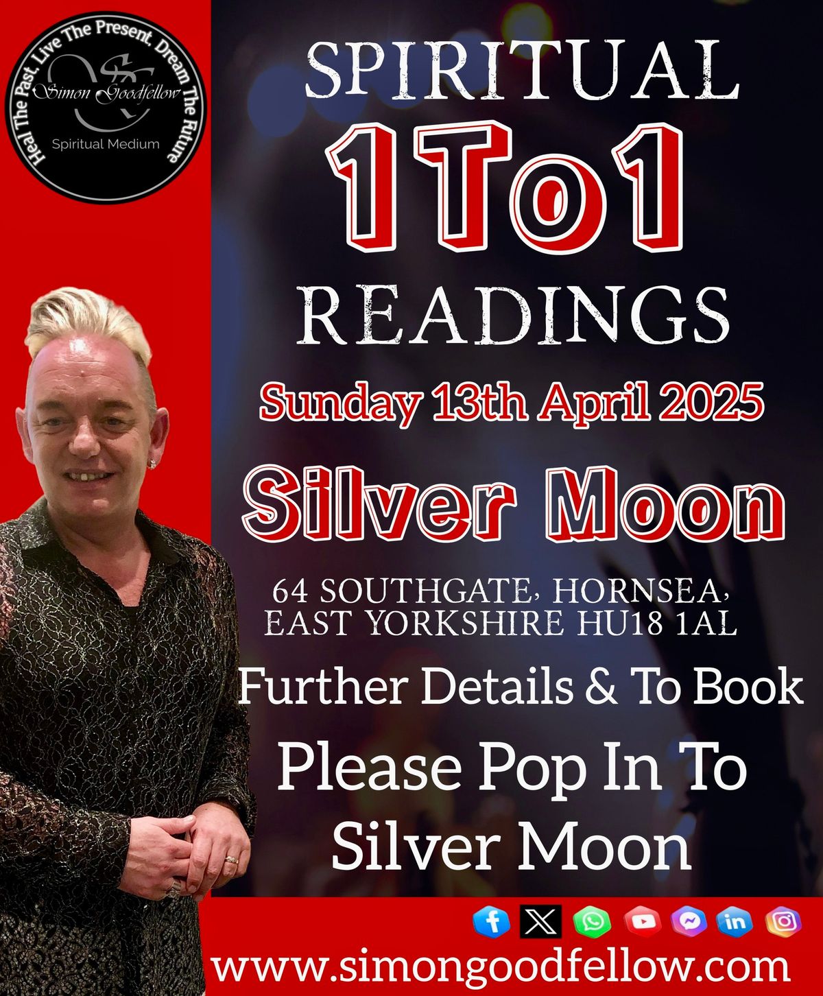 Book your 1-2-1 Reading back at Silver  Moon  in Hornsea April 2025 