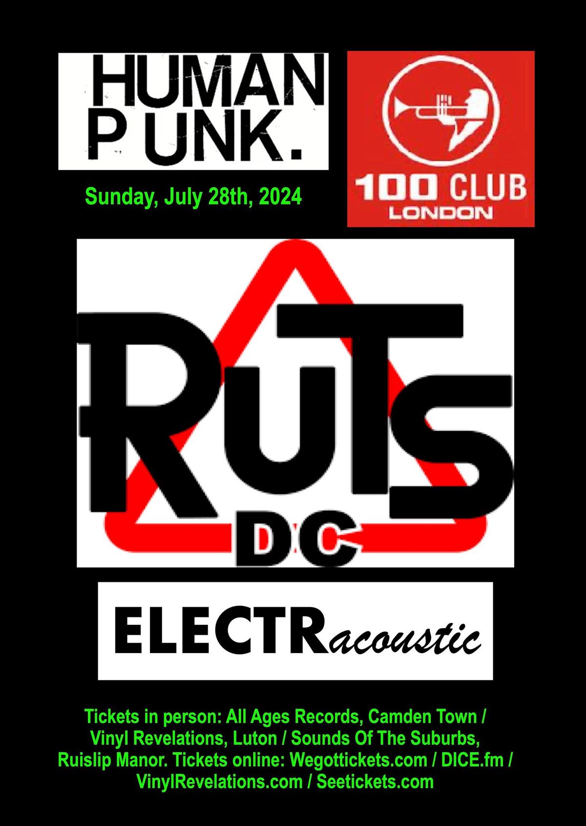 Ruts DC - ELECTRAcoustic Live at The 100 Club, London on Sunday 28th July 2024