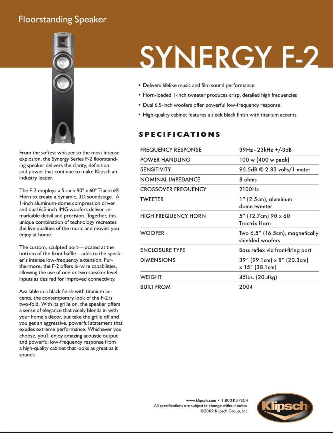 Klipsch SYNERGY F-2 Launch