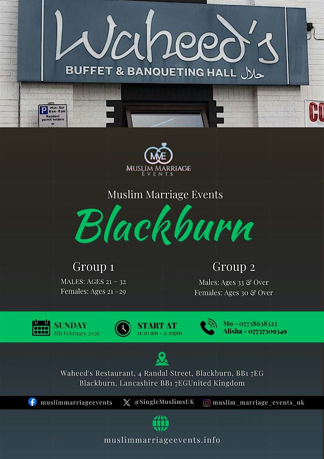 Muslim Marriage Events  Blackburn - 2 Age Groups