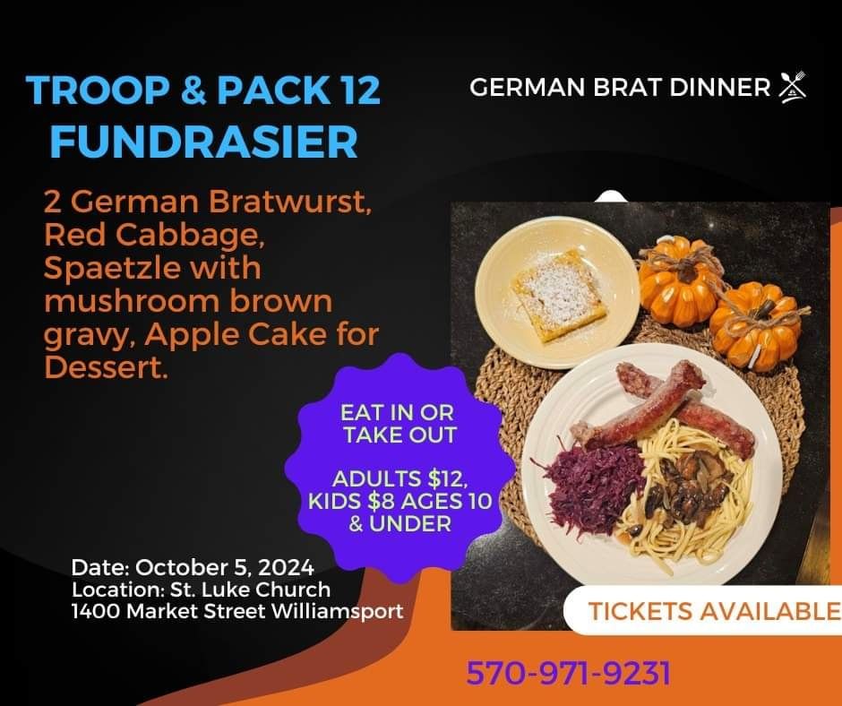 Troop & Pack 12 Fundraiser: German Brat Dinner