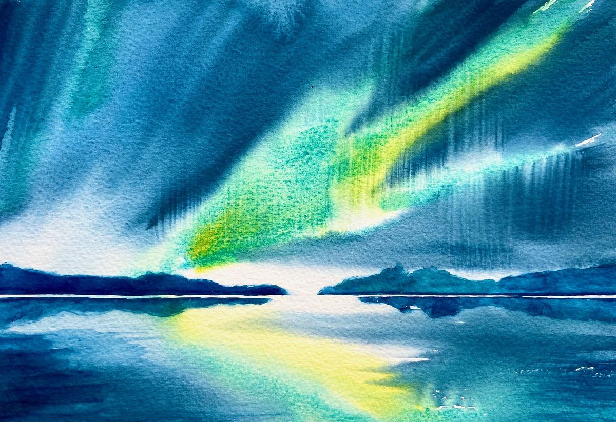 Paint the Northern Lights in Watercolour with artist Karin Christensen on 1st or 2nd February 2025