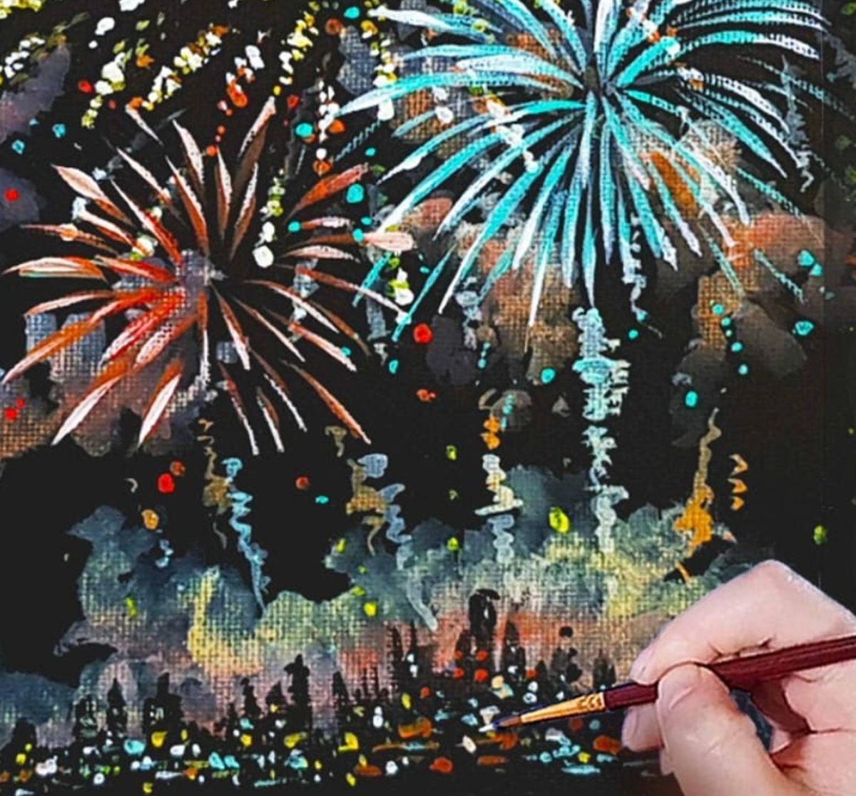 Art Methods for Adults - Painting Fireworks with Gouache