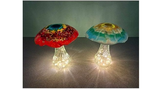 Lit Mushroom Fused Glass