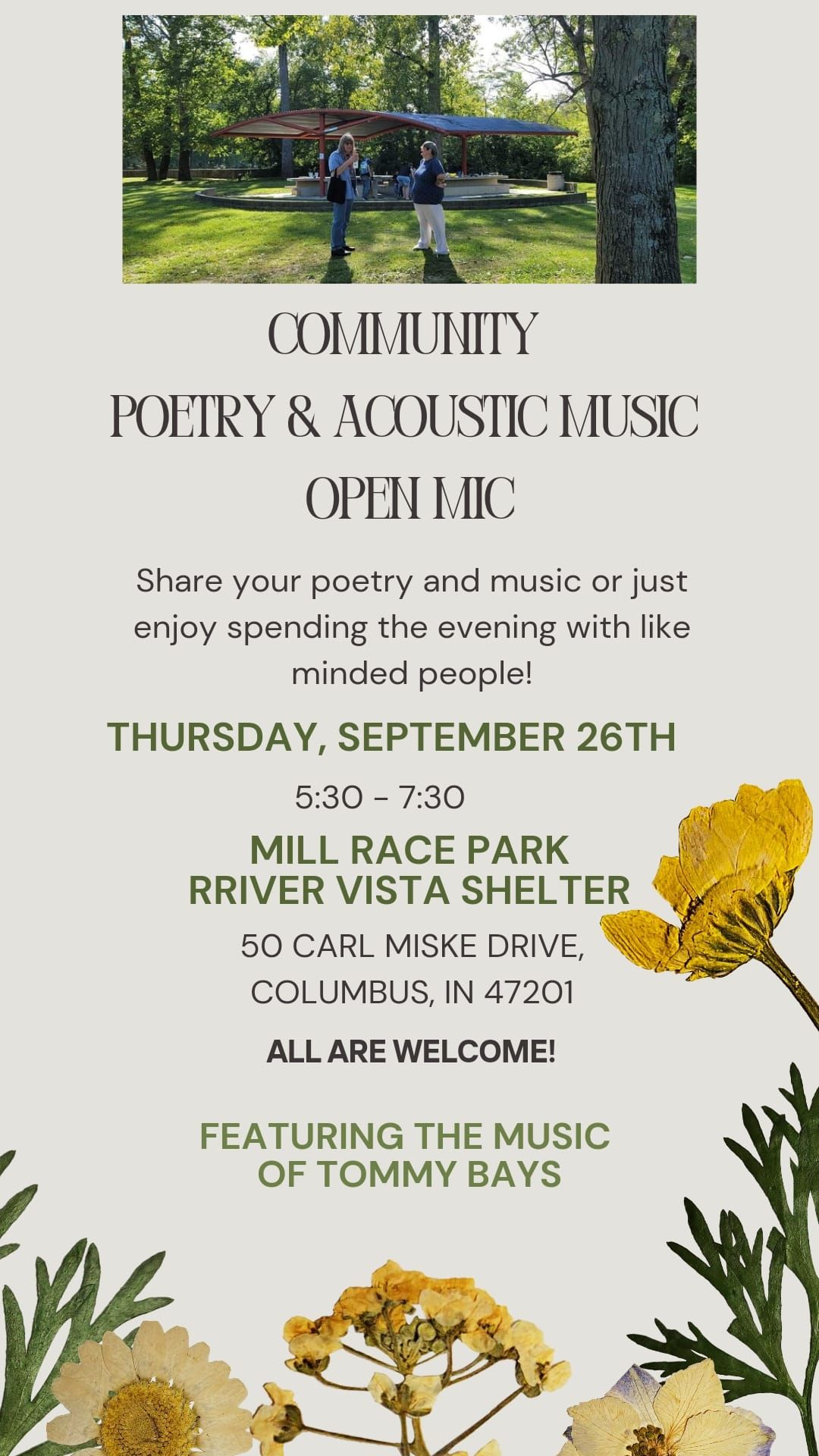 Community Open Mic Poetry & Acoustic Music In The Park 