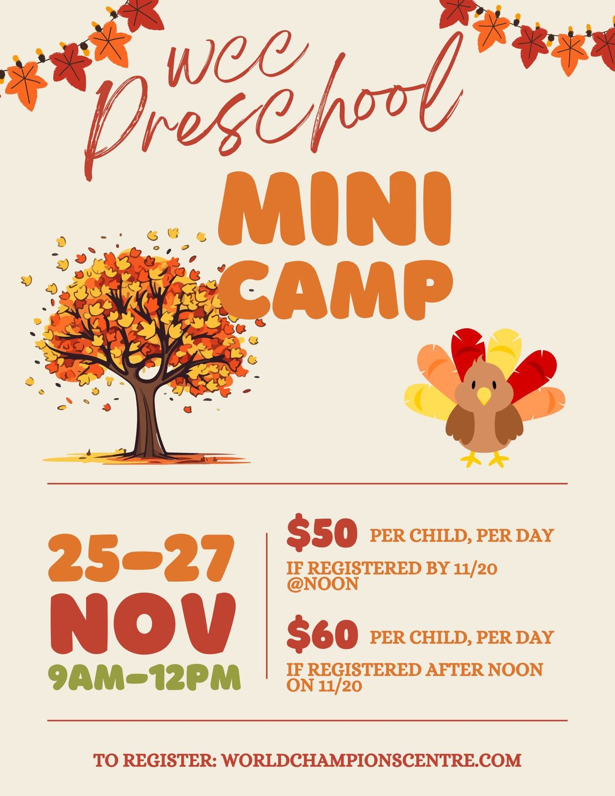 Preschool Mini-Camps **SIGN UP THE WEBSITE**