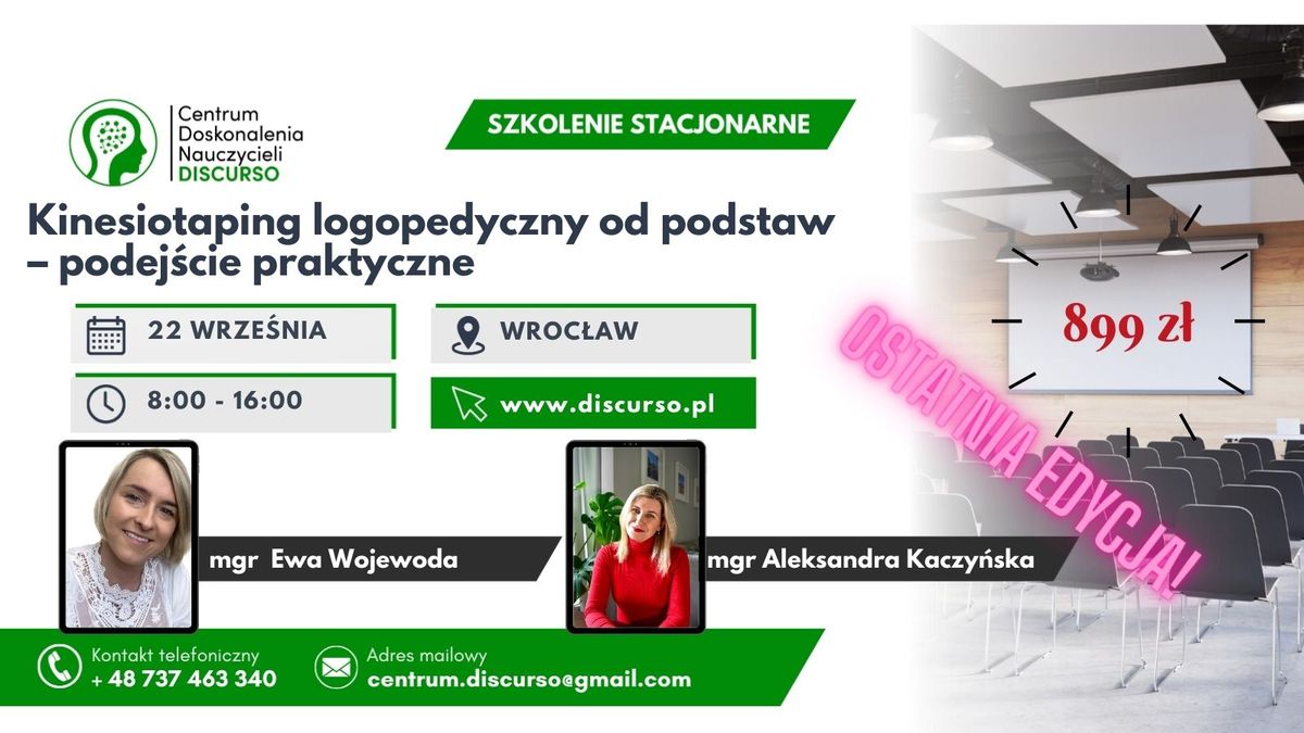 WROC\u0141AW -Kinesiotaping logopedyczny od podstaw \u2013 podej\u015bcie praktyczne