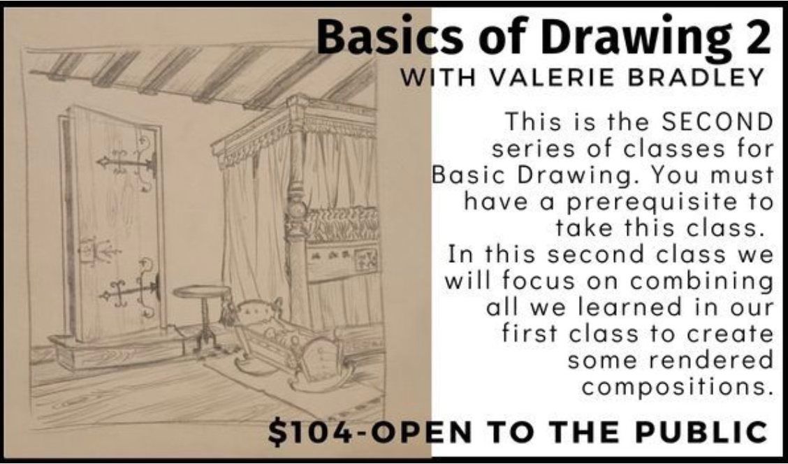 Basics of Drawing 2 - $104\/2hrs x 4wks - Open to the Public 