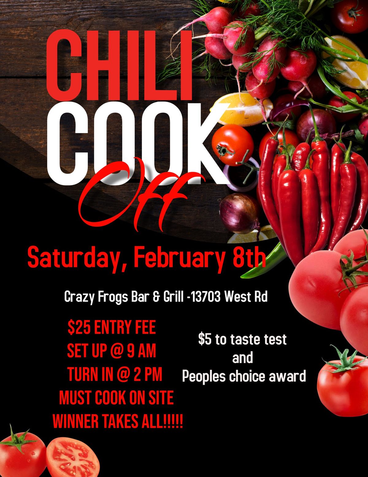 Crazy Frogs Bar and Grill Annual Chili Cook-Off