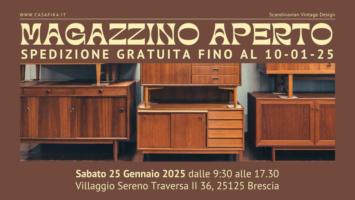 MAGAZZINO APERTO: Sabato 25 Gennaio