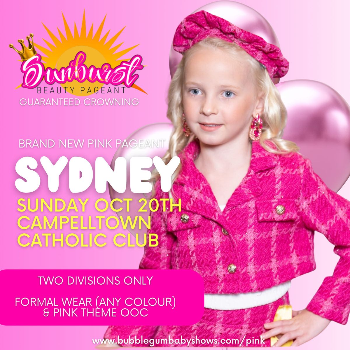 SUNBURST $150 Entry - PINK Pageant