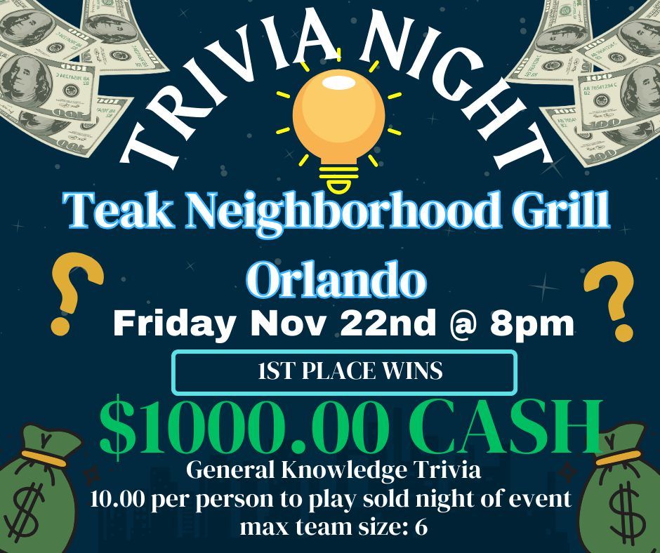 Trivia of Champions @ Teak Neighborhood Grill Orlando