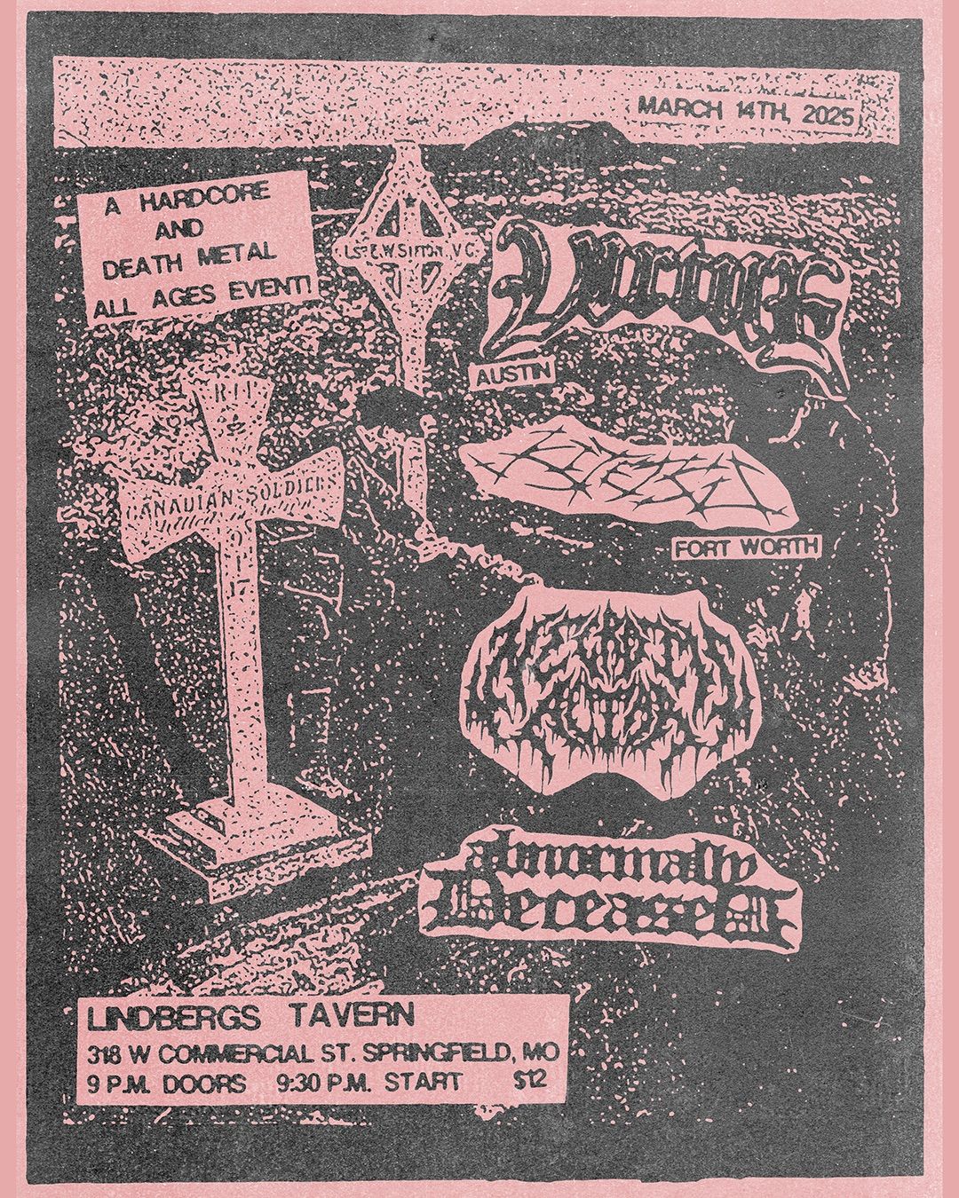 DEATH METAL AND HARDCORE: VIRTUE (ATX) KITETSU( FORT WORTH)+NECROTIC ALTAR + ABNORMALLY DECEASED 