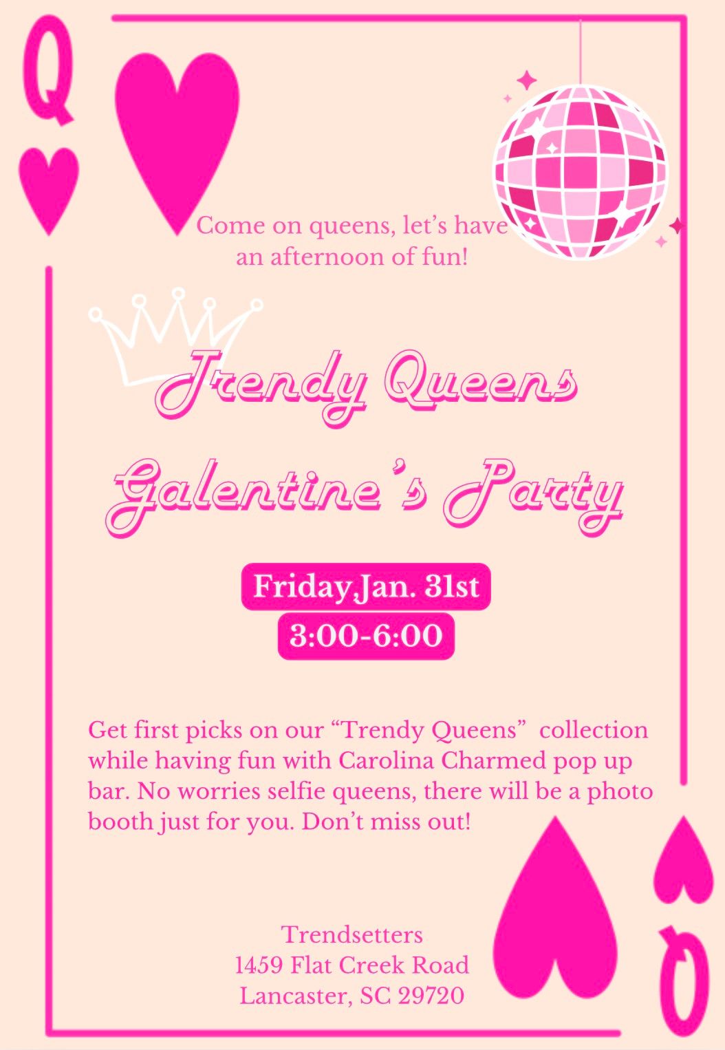 Trendy Queens Galentine\u2019s Party\ud83d\udc96\ud83e\udea9