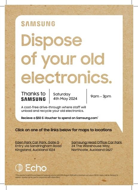 Recycle your E-Waste for FREE at Eden Park and Northcote