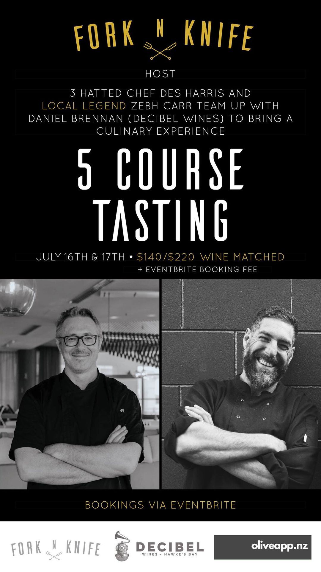 5 Course tasting with Des Harris and Zebh Carr