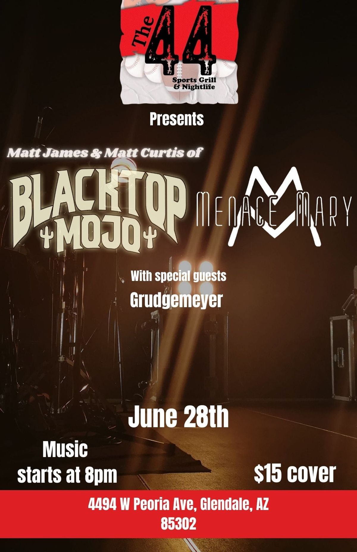 BLACKTOP MOJO with MENACE MARY Live at The 44 Sports Bar and Grill 